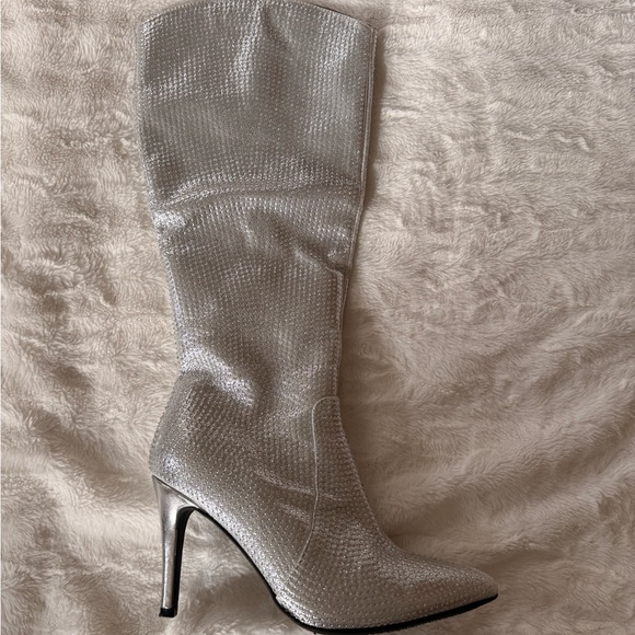 MIA Shoes - MIA Silver Mackenzie rhinestone Heeled Boots